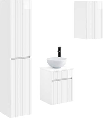 vidaXL Juego De Muebles De Ba&ntilde;o 3 Uds. Blanco Brillante Vidaxl