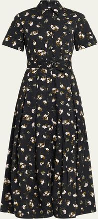 Adam Lippes Leighton Floral-Print Belted Midi Shirtdress