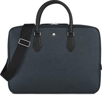 Montblanc Sartorial Leather Document Case in Tweed Blue at Nordstrom