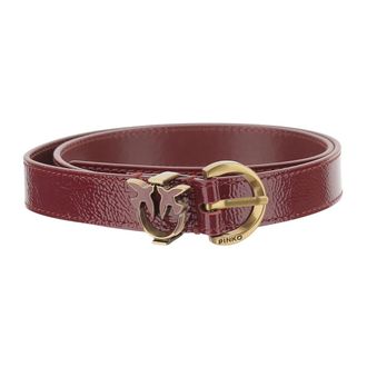 Pinko Riem met gesp en vogeldetail - Dames - Riemen - Rood - M - Leer - Accessoires
