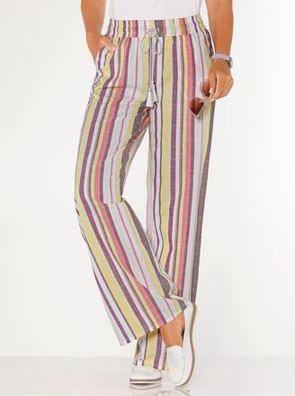 Casual Looks Schlupfhose CASUAL LOOKS, Damen, Gr. 36, Normalgr&ouml;ssen, pistazie, ecru, gestreift, 100% Baumwolle, gemustert, gestreift, mehrfarbig, Hosen Schlupfhose