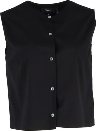 Theory Good Sleeveless Shirt in Black Cotton
