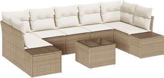 vidaXL Garden Sofa Set 8 pcs Beige Poly rattan Vidaxl