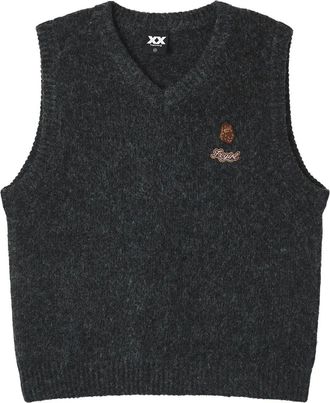 Fingercroxx V-neck logo-patch vest - women - Polyester/Acrylic - S - Black