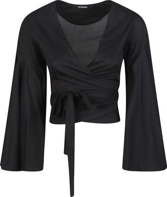 Jacquemus Black Wrap Design Cotton Top