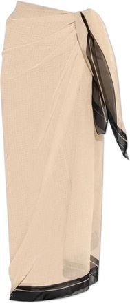 Balmain Beachwear, female, Beige, Size: ONE SIZE Silk Pareo