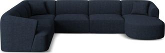 Cosmopolitan Design Sof&aacute; esquinero panor&aacute;mico 7 plazas tejido estructural azul regio