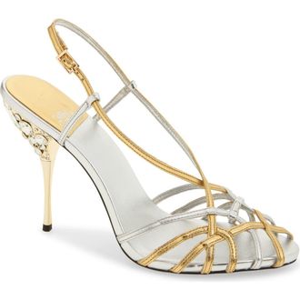 Jeffrey Campbell Epiphany Slingback Sandal in Silver Gold at Nordstrom, Size 5.5