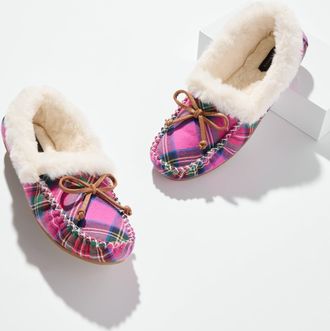 Talbots Ruby Graceful Plaid Flannel Moccasins Shoes - Very Berry - 10M Talbots