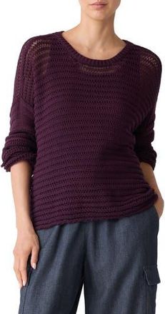 Eileen Fisher Crewneck Oversize Organic Cotton Sweater in Blackberry at Nordstrom Rack, Size Xx-Small