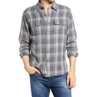 The Normal Brand Mountain Regular Fit Flannel Button-Up Shirt in Grey Plaid at Nordstrom, Size X-Large