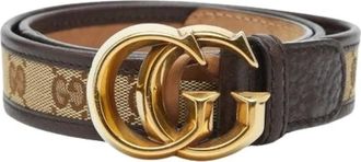 Gucci Pre-owned Belts, female, Brown, Size: ONE SIZE Pre-owned GG Canvas Leather Belt