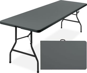 Best Choice Products 8ft Plastic Folding Table, Indoor Outdoor Heavy Duty Portable w/ Handle, Lock for Picnic