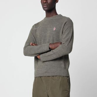 Moncler Maglione grigio in lana con patch logo