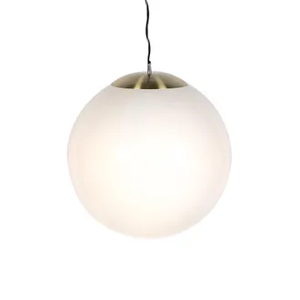QAZQA Moderno L&aacute;mpara Colgante Escandinava Cristal Opalino 50 Cm - Ball 50 Vidrio /acero Esfera Adecuado Para Led Max. 1 X 40 Watt - Qazqa