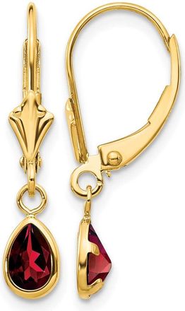 Diamond2Deal 14k Yellow Gold 6x4mm Garnet Stud Earrings