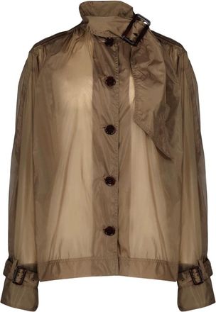 Saint Laurent Jassen, Dames, Bruin, M, Nylon, Lavalli&egrave;re Blouse in Nylon