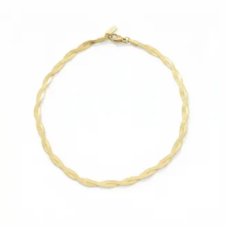 Pompeii3 Amina Anklet 18k Gold Plated 10 6mm Total Width Herringbone Chain