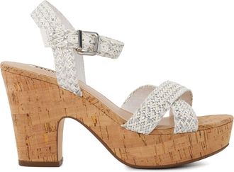 Dune London Womens Ladies Jillys - Braid-Strap Cork-Platform Sandals - Silver - Size UK 8