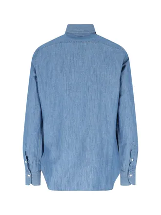 Finamore Mens Shirts Blue Cotton