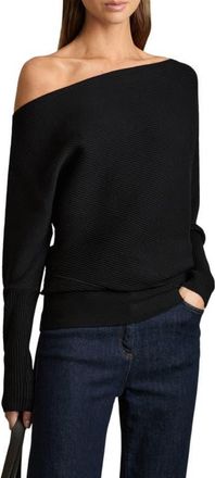Reiss Lorna Off the Shoulder Rib Sweater in Black at Nordstrom, Size X-Small