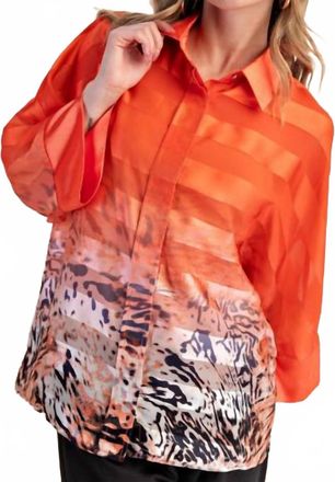 Glam Tamara Lapel Collar Oversize Top In Orange