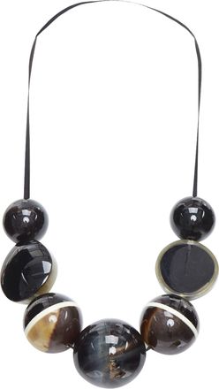 Marni khaki acrylic giant balls tie ribbon statement necklace
