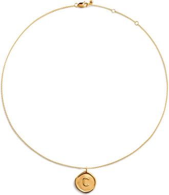 Monica Vinader Initial Stamp Pendant Necklace in 18Ct Gold Vermeil C at Nordstrom