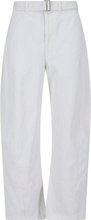 Christophe Lemaire White Twisted Cotton Curved Trousers