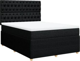 vidaXL Cama Box Spring Con Colch&oacute;n Tela Negro 140x190 Cm Vidaxl