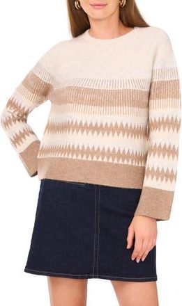 Vince Camuto Fair Isle Raglan Sleeve Crewneck Sweater in Birch at Nordstrom Rack, Size Xx-Large