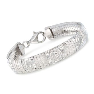 Ross-Simons Italian Sterling Silver Diamond-Cut Omega Bracelet