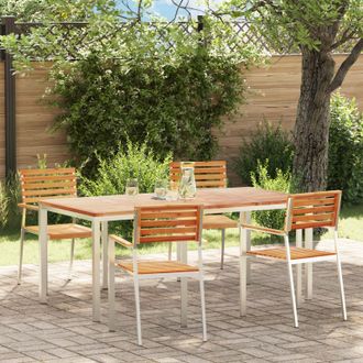 Berkfield Home 5 Piece Garden Dining Set Solid Wood Teak in Brown