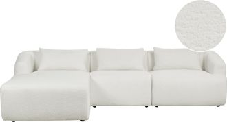 Beliani Beliani - Sof&aacute; Esquinero Minimalista Moderno Derecho Tapizado De Boucl&eacute; Cojines Adicionales 3 Plazas Blanco Svansele