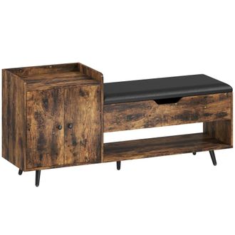 HOMCOM Banco zapatero 127x35x59 cm marr&oacute;n r&uacute;stico