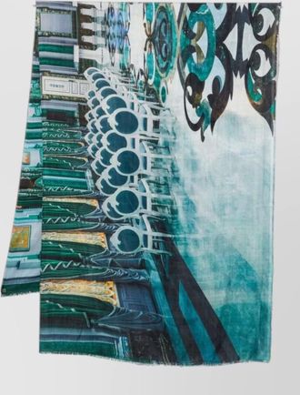 Faliero Sarti silk printed frayed edge scarf
