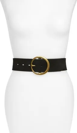 Treasure & Bond Round Buckle Suede Belt in Black at Nordstrom, Size X-Small