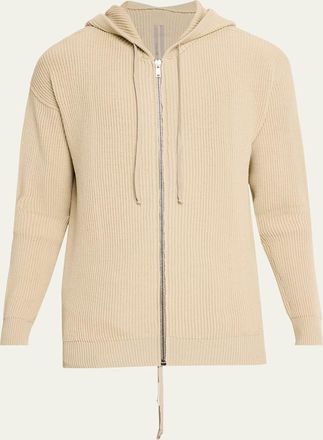 Rick Owens Mens Ribbed Wool Hoodie