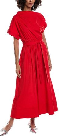 Lela Rose Asymmetrical Poplin Midi Dress