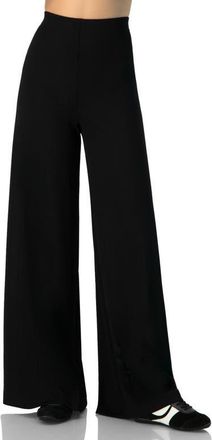 Ivonne Ribbed Wide-Leg Culotte Pants in Black at Nordstrom, Size Medium