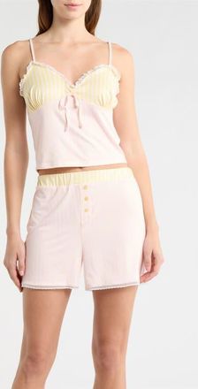 French Connection Eyelet Trim Short Pajamas in Lemon Pink at Nordstrom, Size X-Large