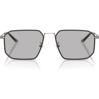 Emporio Armani 58mm Irregular Sunglasses in Matte Gunmetal /Dark Grey at Nordstrom