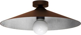 Lumicom Chapeau Plafoniera, 1XE27, max 42W, metallo, marrone corten/foglia argento, D40cm - Lumicom