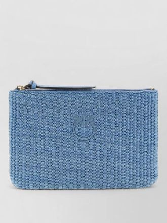 Pinko mini clutch bag raffia rectangular shape