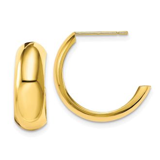 Diamond2Deal 10k Yellow Gold Polished 6.5mm J- Shape Hoop Earrings