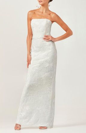 Helsi Serena Sequin Strapless Sheath Gown in White at Nordstrom, Size X-Small