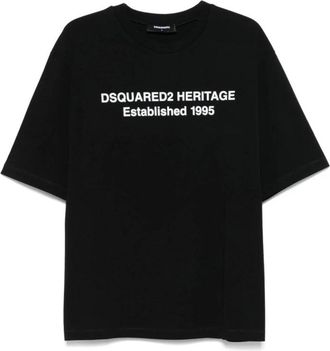 Dsquared2 Heritage Logo Loose Fit T-Shirt in zwart - Heren - T-shirts - Zwart - S - Tops
