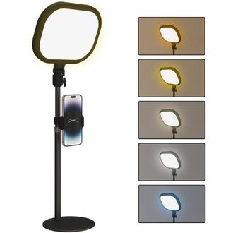 OEM L&aacute;mpara Para Selfies, Ideal Para Videoconferencias, L&aacute;mpara De Escritorio Regulable Con Soporte Para Tel&eacute;fono, 5 Modos De Color Y 10 Niveles De Brillo