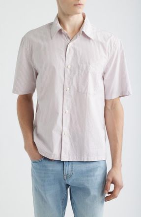 Madewell Mini Shirting Stripe Short Sleeve Cotton Poplin Shirt at Nordstrom, Size Xx-Large