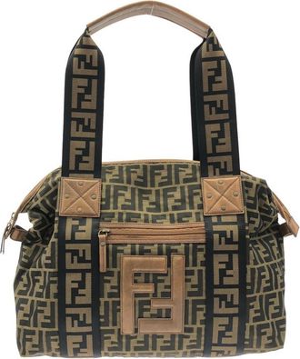 Fendi Brown Canvas Boston Bag (Pre-Owned)